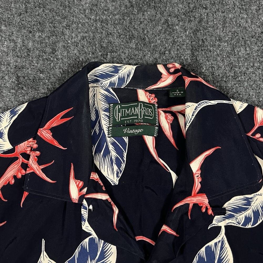 Gitman Bros Vintage Men's S Floral Hawaiian Short Sleeve Camp Loop Collar Rayon